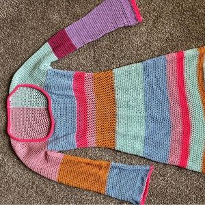 Multi color crochet swim coverup.